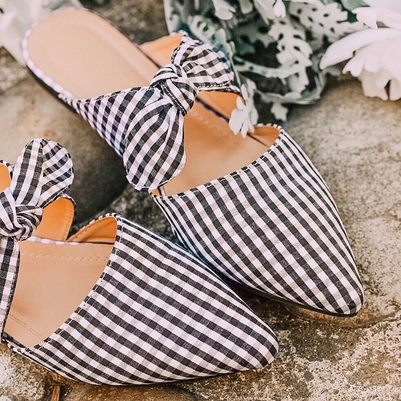 SALE✨ FIONA Gingham Black and White Mules - Picture 2 of 7